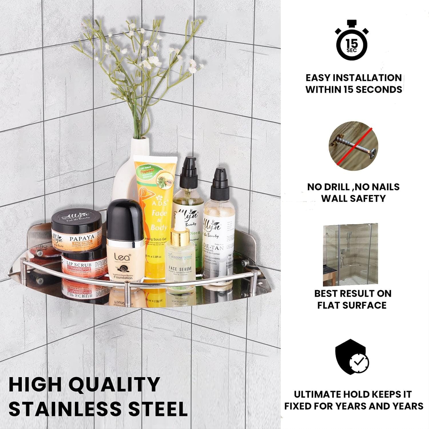 Luxury Bathroom Shelves Metal Shower Corner Shelf Cosmetic Rack